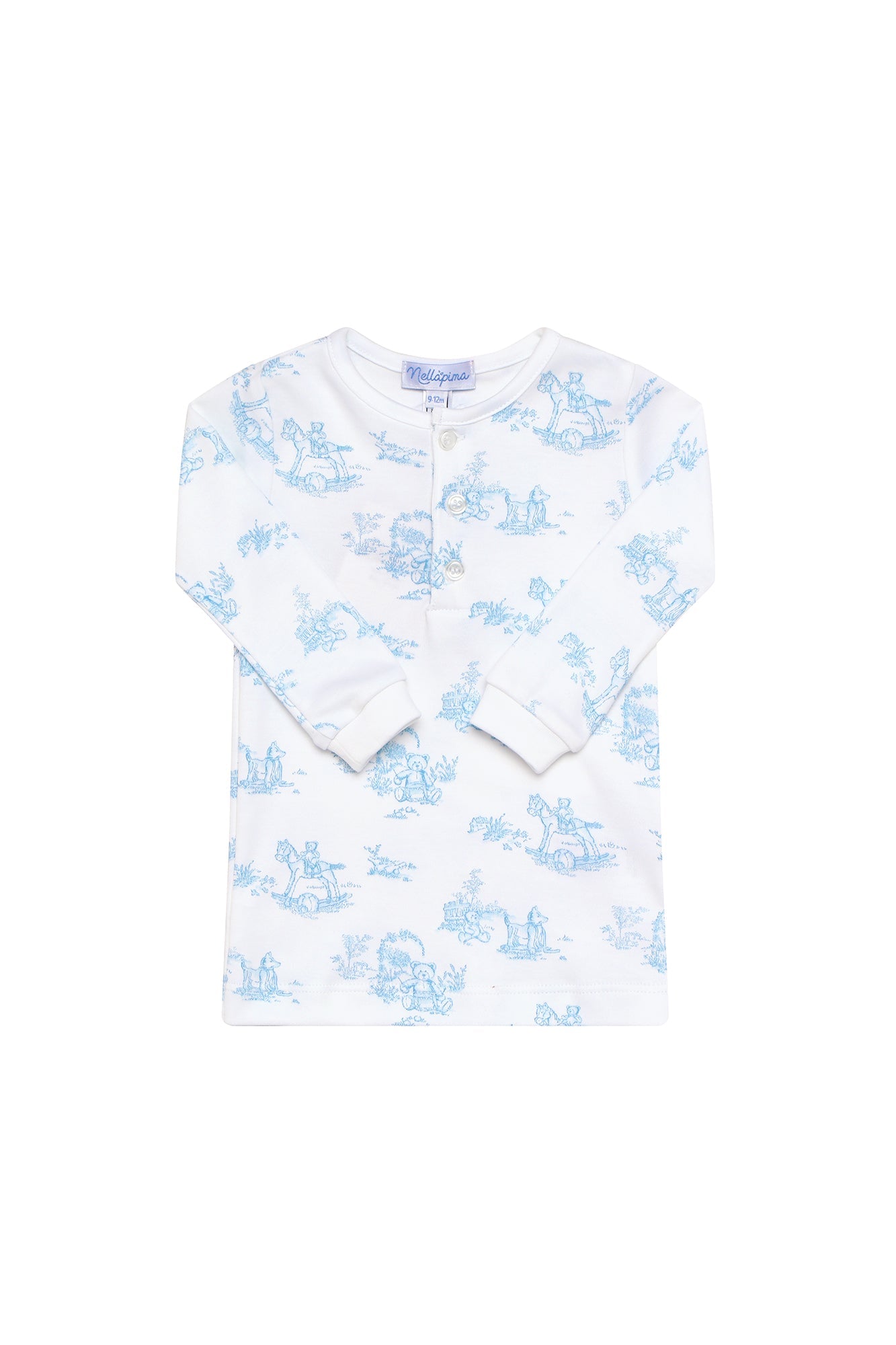 Image of Blue Toile Baby Pajamas